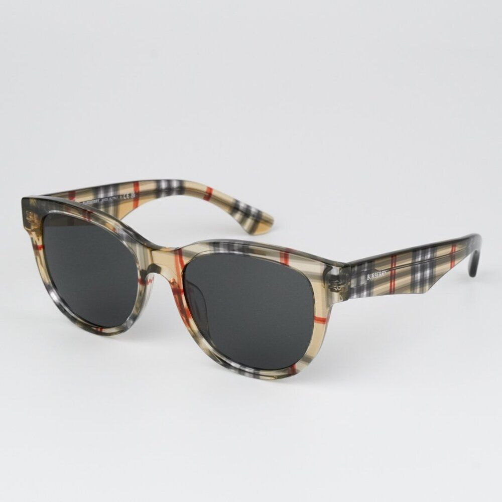 New Burberry Be4432u 412287 Vintage Check Dark Grey Oval Women Sunglasses
